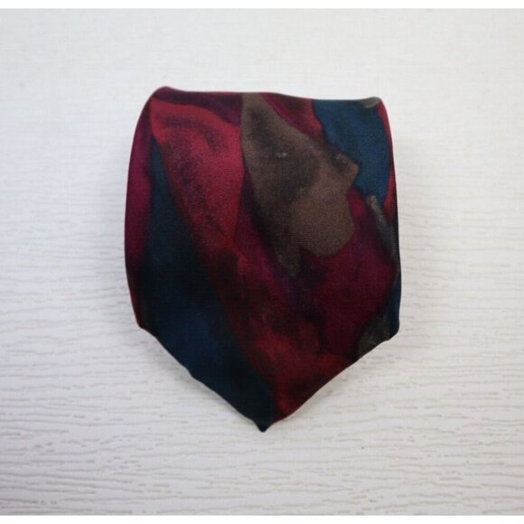 RETRO DESIGN STUDIOS - MEN'S RED AND BLUE MARBLE PRINT TIE - NECK TIE - Picture 3 of 6
